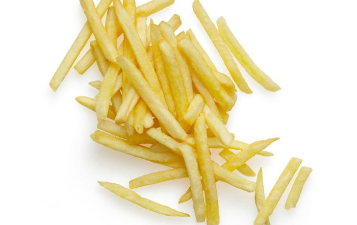 french fries on white background